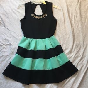Crystal Doll mint green and black dress